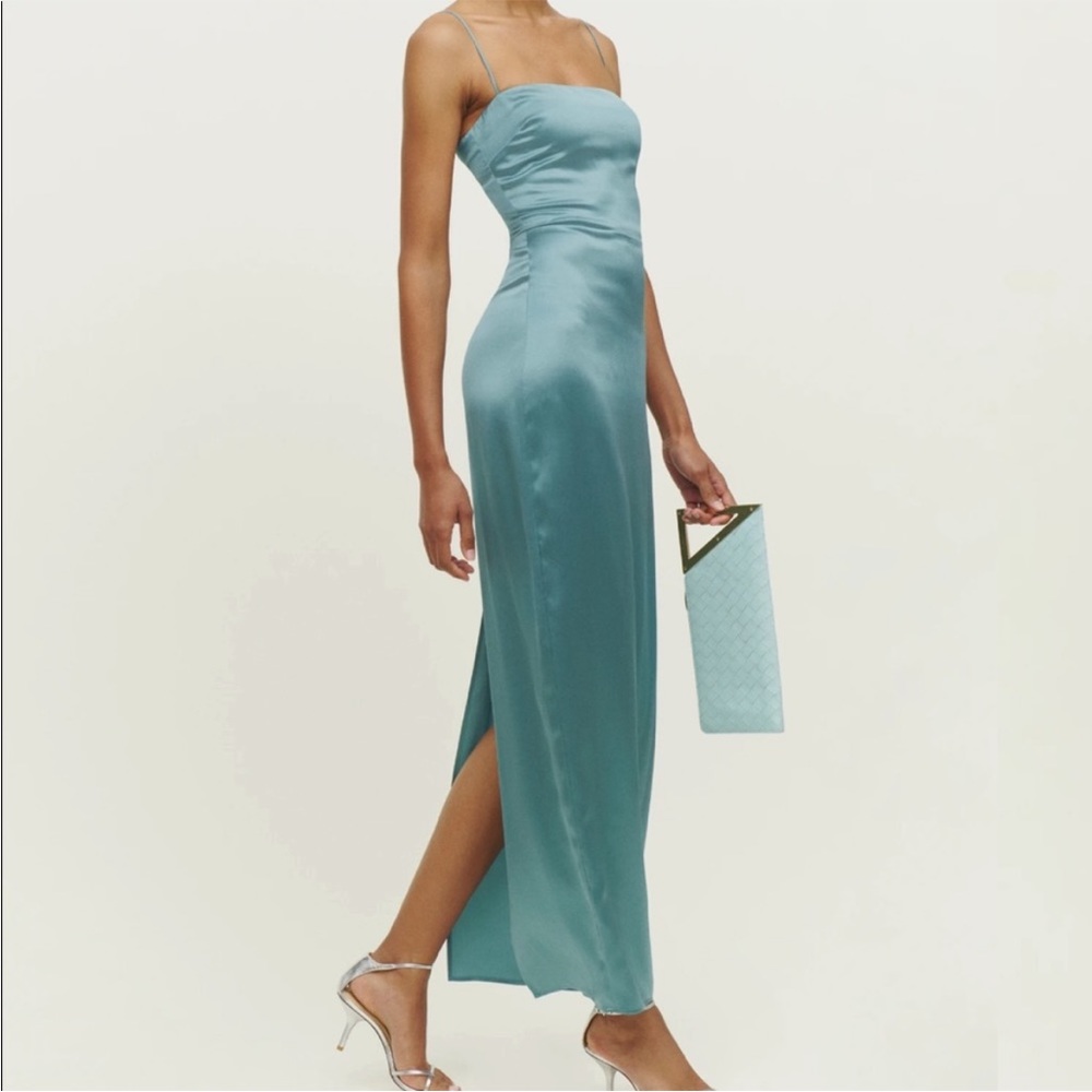 Reformation Frankie Silk Dress - Verdigris
